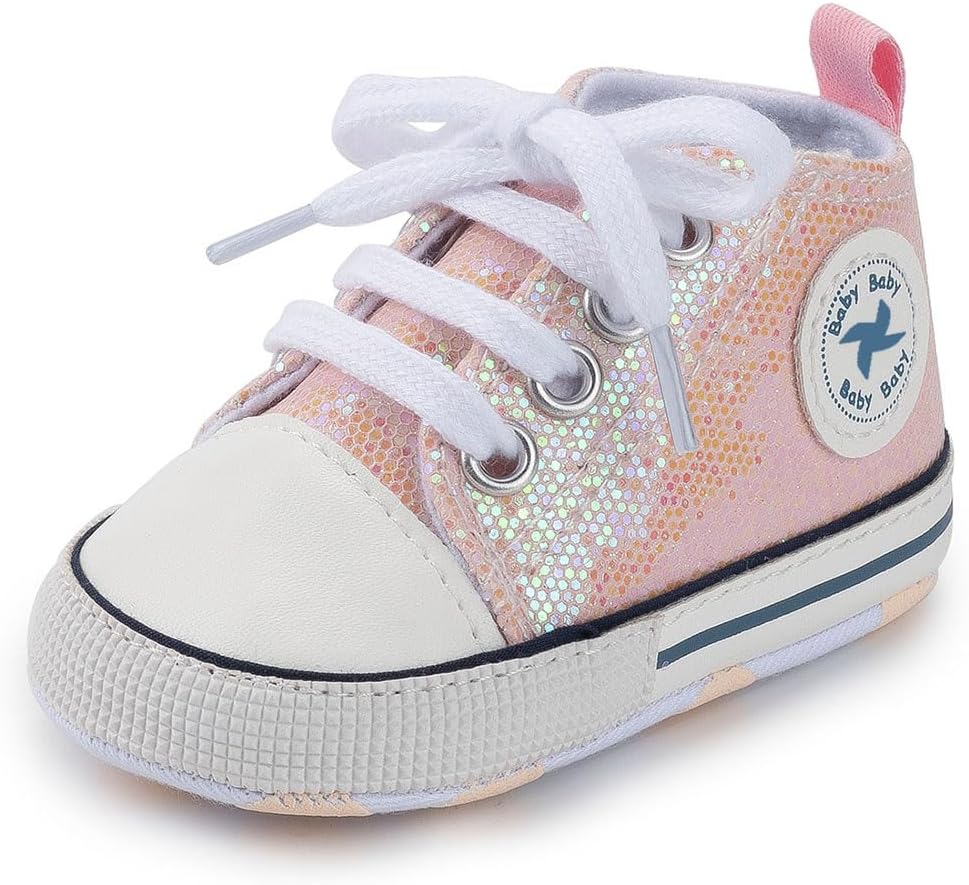 Baby Girls Boys Shoes Soft Anti-Slip Sole Newborn First Walkers Star High Top Canvas Denim Unisex Infant Sneaker Xpress