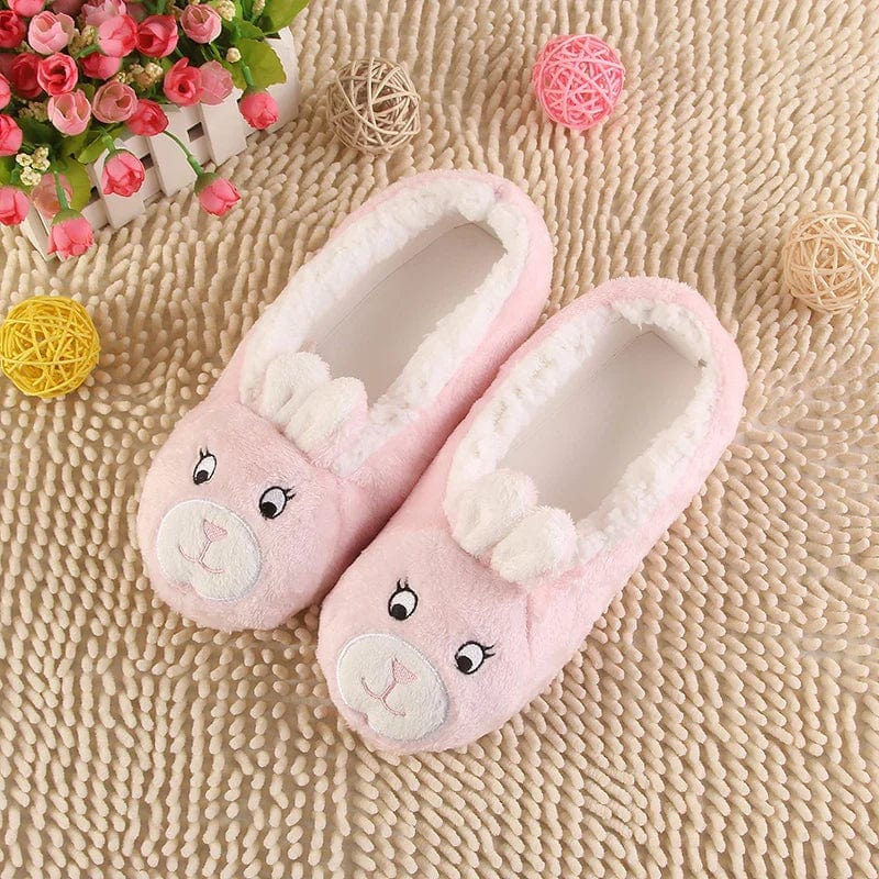 2019 New Warm Flats Soft Sole Women Indoor Floor Slippers/Shoes Animal Shape Gray Cows Pink Flannel Home Slippers Color Xpress