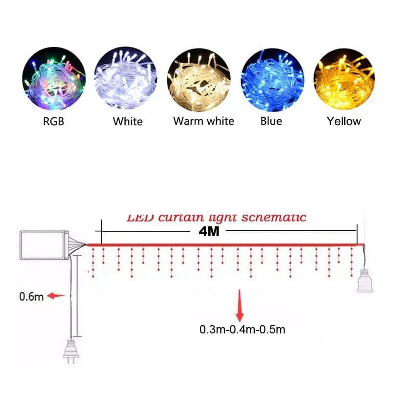 Christmas Garland LED Curtain Icicle String Lights 4.5m 100 Leds Indoor Drop Party Garden Street Outdoor Decorative Fairy Light Xpress