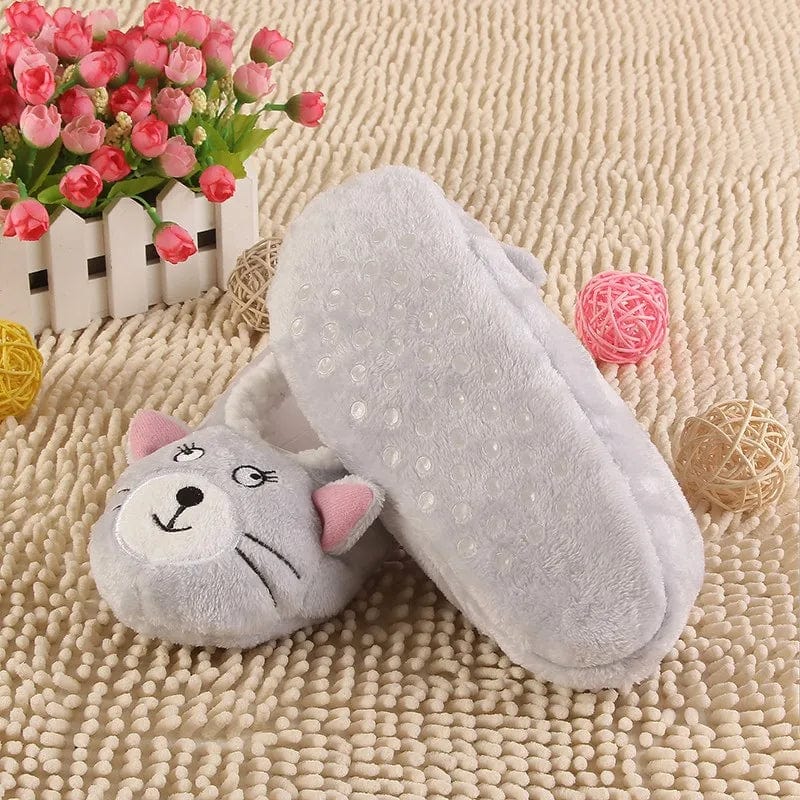 2019 New Warm Flats Soft Sole Women Indoor Floor Slippers/Shoes Animal Shape Gray Cows Pink Flannel Home Slippers Color Xpress