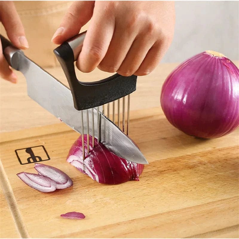 Food Slice Assistant Vegetable Holder Stainless Steel Onion Lemon Cutter Knife Pine Meat Needle Kitchen Gadgets Accessories Tool Xpress