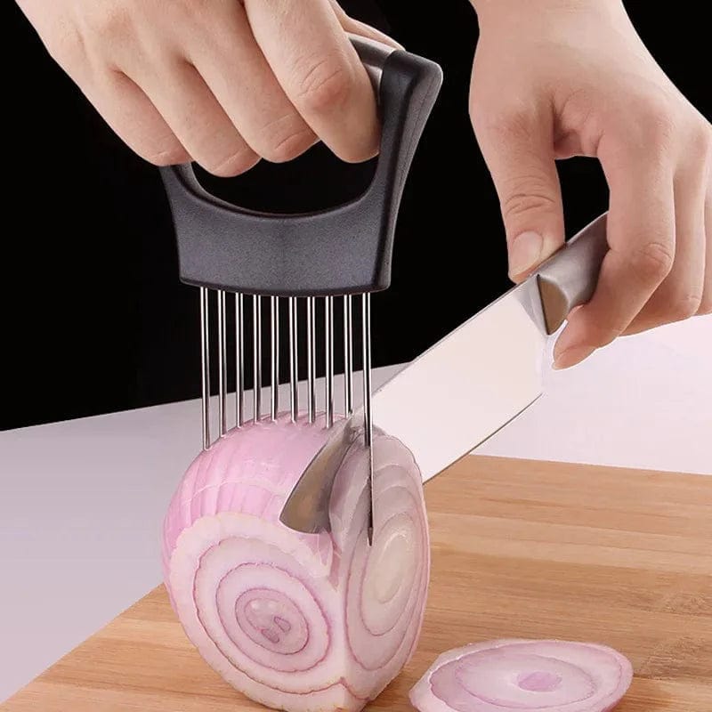 Food Slice Assistant Vegetable Holder Stainless Steel Onion Lemon Cutter Knife Pine Meat Needle Kitchen Gadgets Accessories Tool Xpress