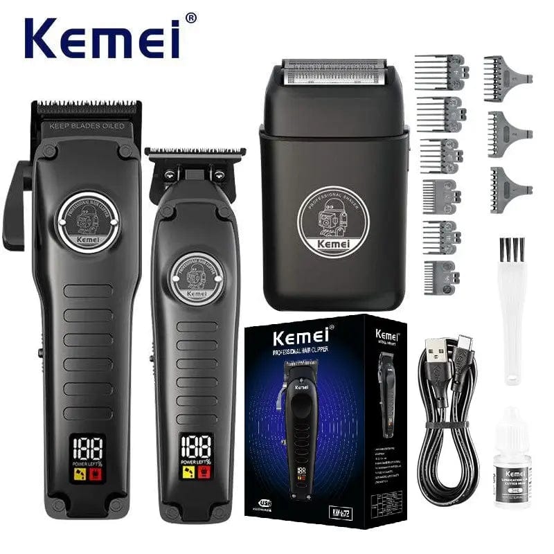 Kemei Professional Barber Fade Clippers 0mm Zero Gapped Edgers Hair Trimmer Electric Men Bald Head Finish Hair Cutting Machine