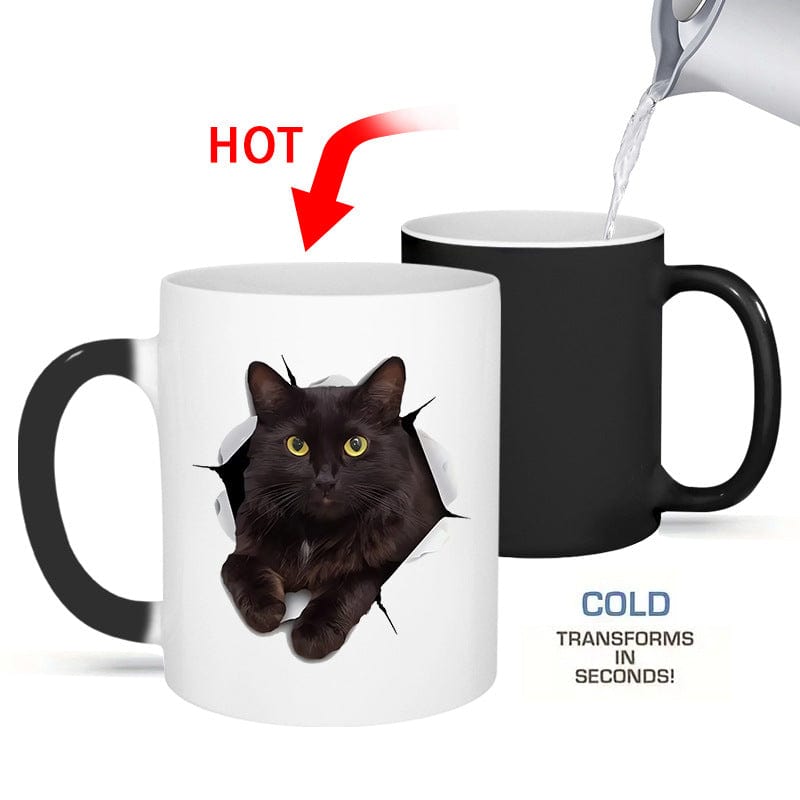 Tasse de style de luxe abordable de couleur dégradée de chat noir