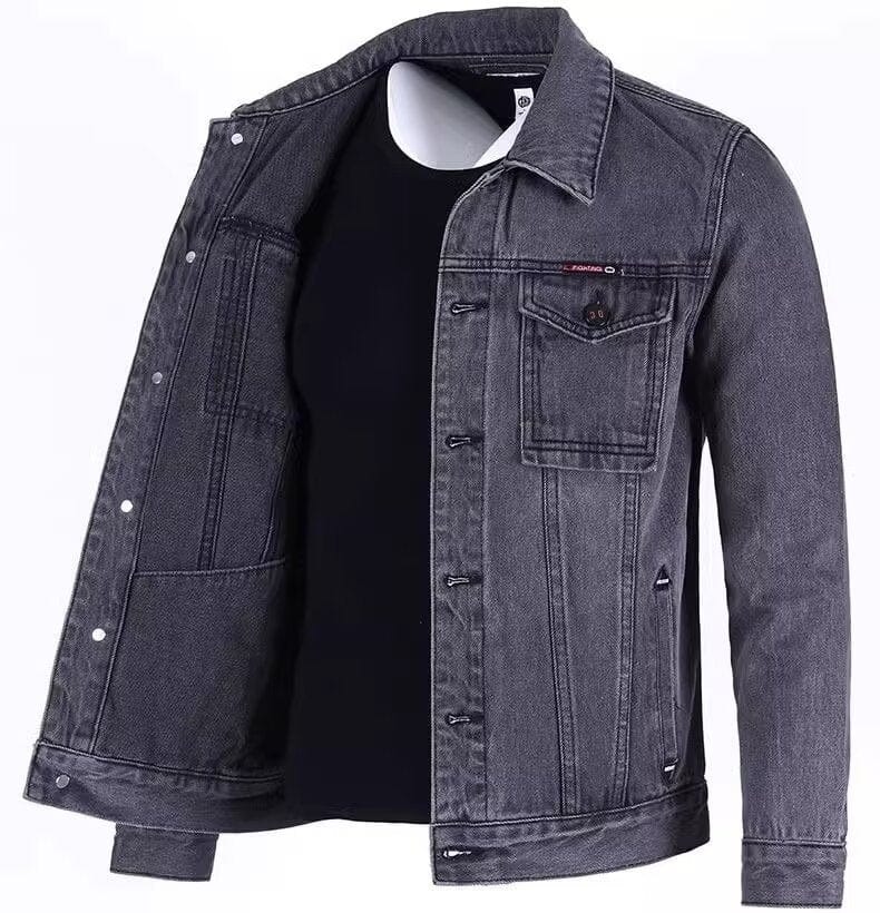 Veste de travail ample pour hommes, veste en jean à revers