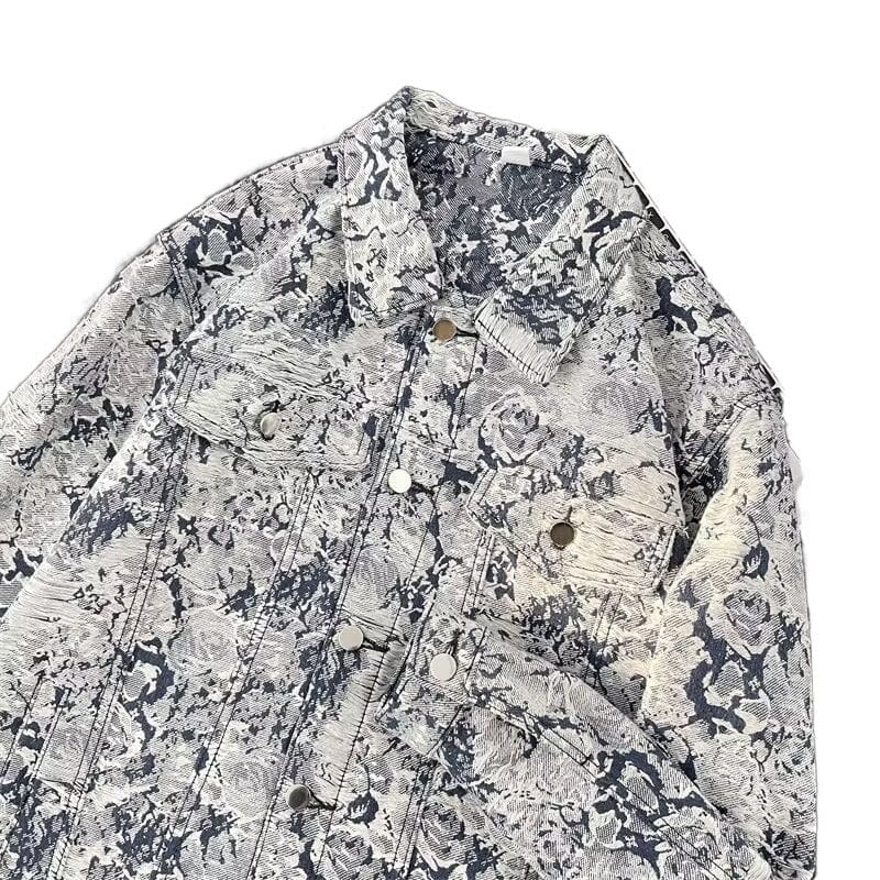 Veste en jean à fleurs américaines, manteau brodé