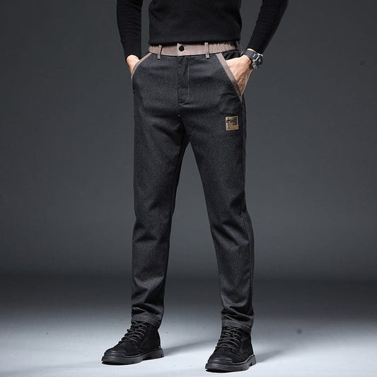 Embroidery Trend Slim Straight Pants Men