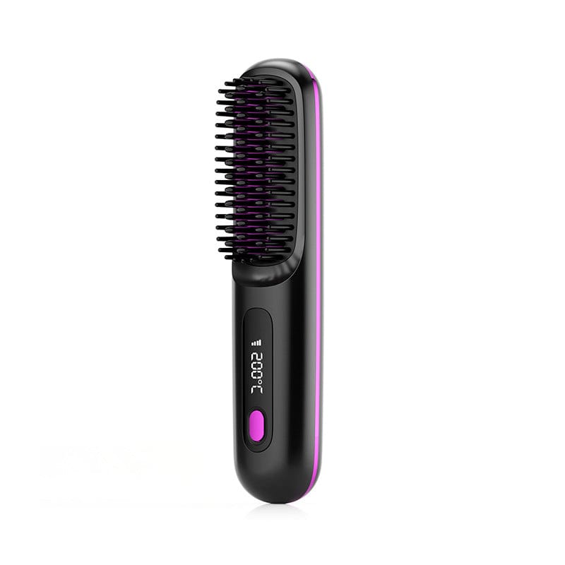 Peigne à cheveux lisse 2 en 1, brosse à lisser sans fil, chauffage rapide, bigoudi chaud Portable, chargeur USB