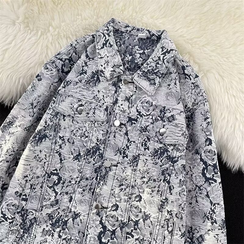 Veste en jean à fleurs américaines, manteau brodé