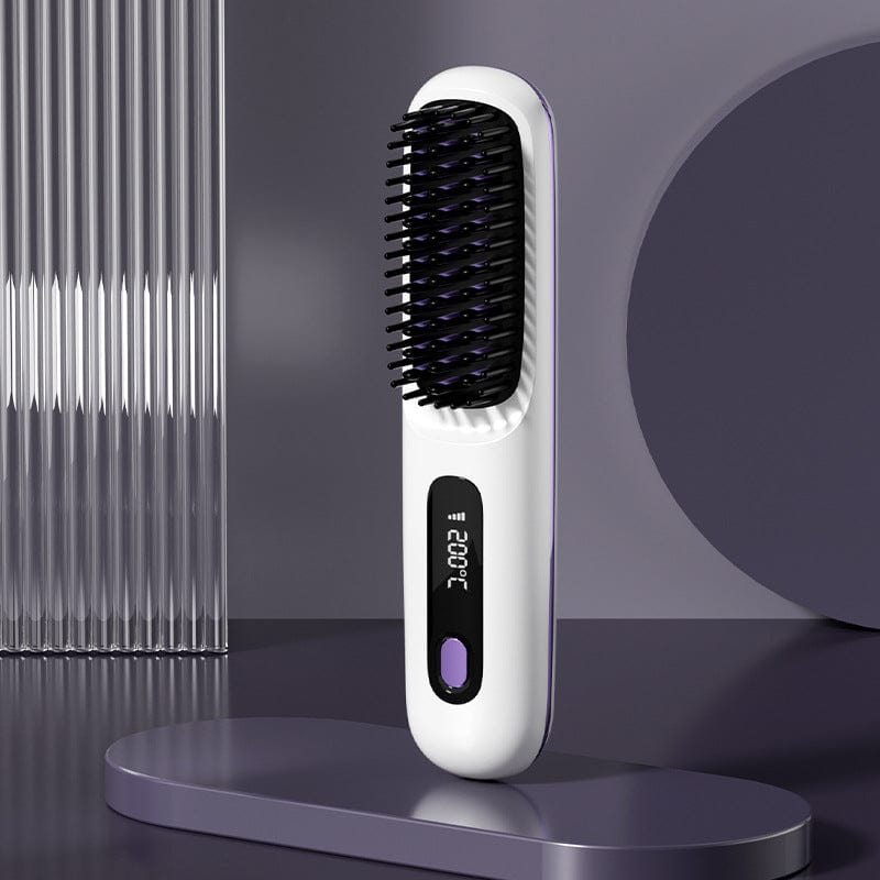 Peigne à cheveux lisse 2 en 1, brosse à lisser sans fil, chauffage rapide, bigoudi chaud Portable, chargeur USB