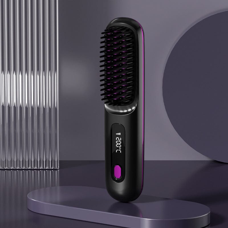 Peigne à cheveux lisse 2 en 1, brosse à lisser sans fil, chauffage rapide, bigoudi chaud Portable, chargeur USB