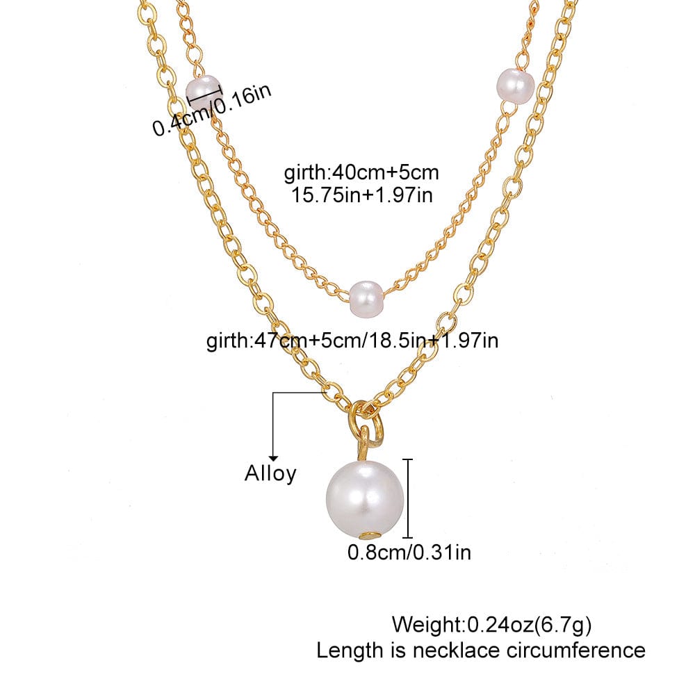 Fashion Jewelry Women's Pearl Tassel Pendant Double-layer Necklace Gold Pearl Necklace For Women