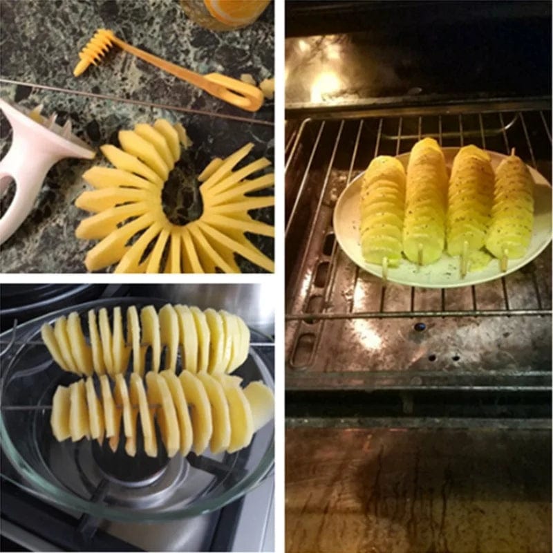 1Set Stainless Steel Plastic Rotate Potato Slicer Twisted Potato Spiral Slice Cutter Creative Vegetable Tool Kitchen Gadgets Xpress