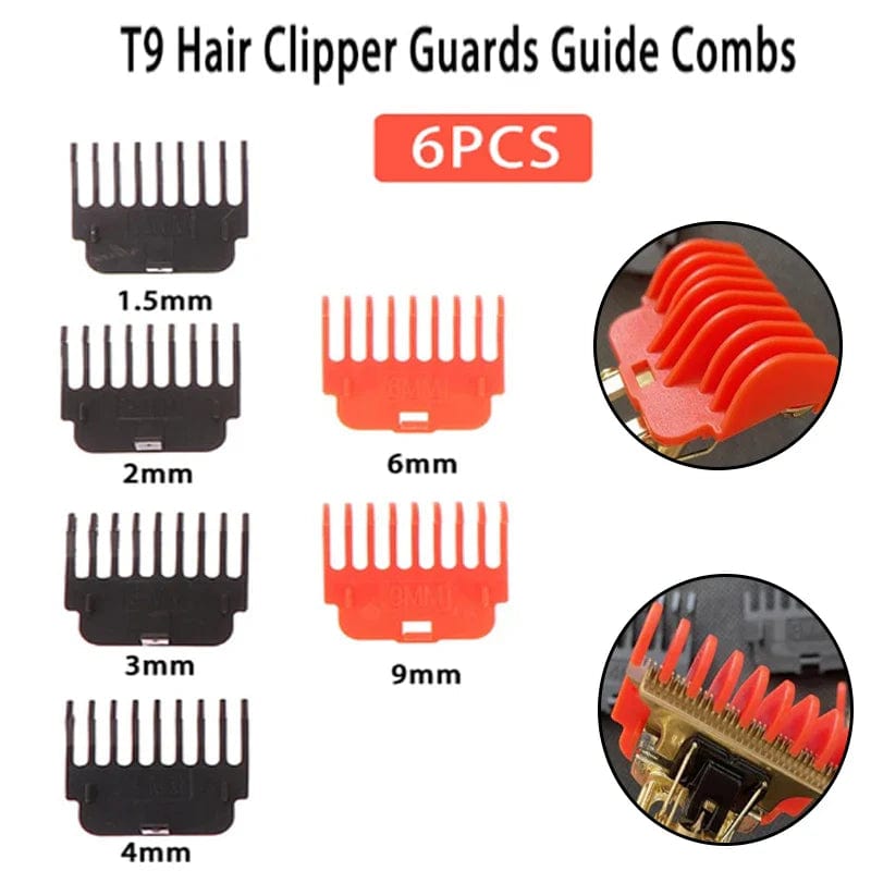 1set For T9 Hair Clipper Guards Guide Combs Trimmer Cutting Guides Styling Tools Attachment Compatible 1.5mm 2mm 3mm 4mm 6mm 9mm