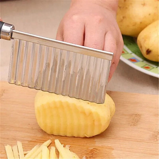 French Fry Cutter Stainless Steel Potato Wavy Edged Cutter Knife Vegetable Fruit Potato Peeler Cooking Tools Kitchen Gadget Xpress