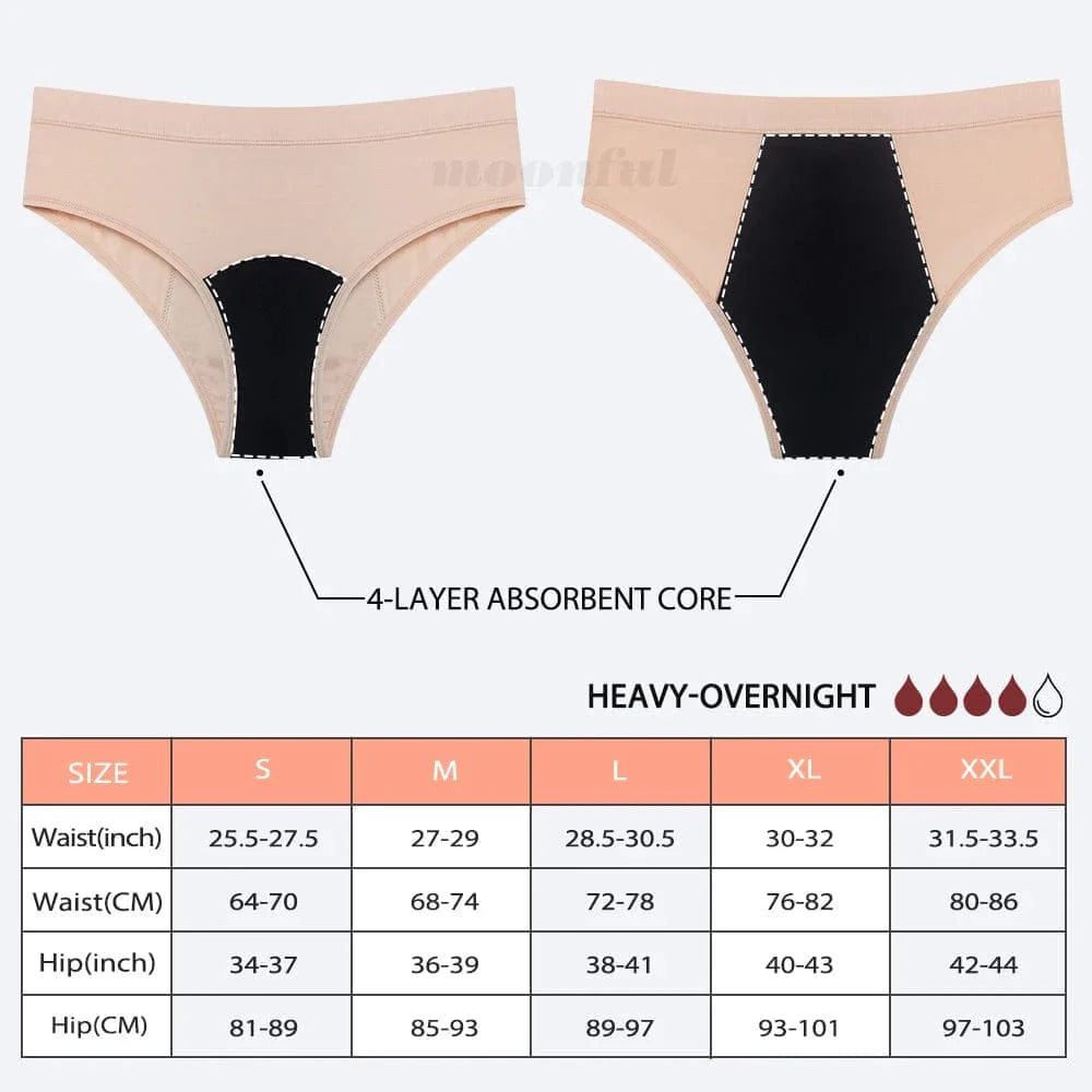 Bikini Menstrual Panties Woman Cotton Menstruaion Underwear Very Abundant Flow Absorvent Pad Period Panties Leak Proof Brief