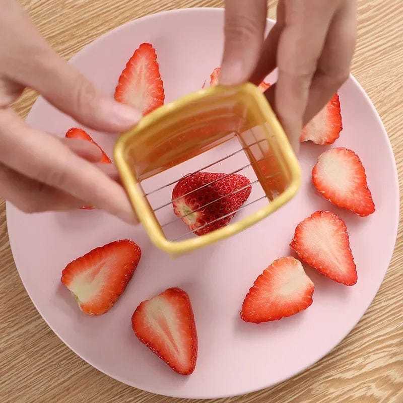 Mini Fruit Slicer Cup Egg Slicer Strawberry Steel Cutter Banana Slicer Kitchen Gadget for Quickly Making Fruit Vegetable Salad Xpress