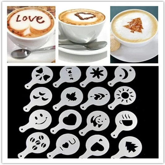 Creative Kitchen Accessories16pcs Fancy Coffee Printing Template Kitchen Tools Kitchenware Coffee Spray Template Kitchen Gadgets Xpress