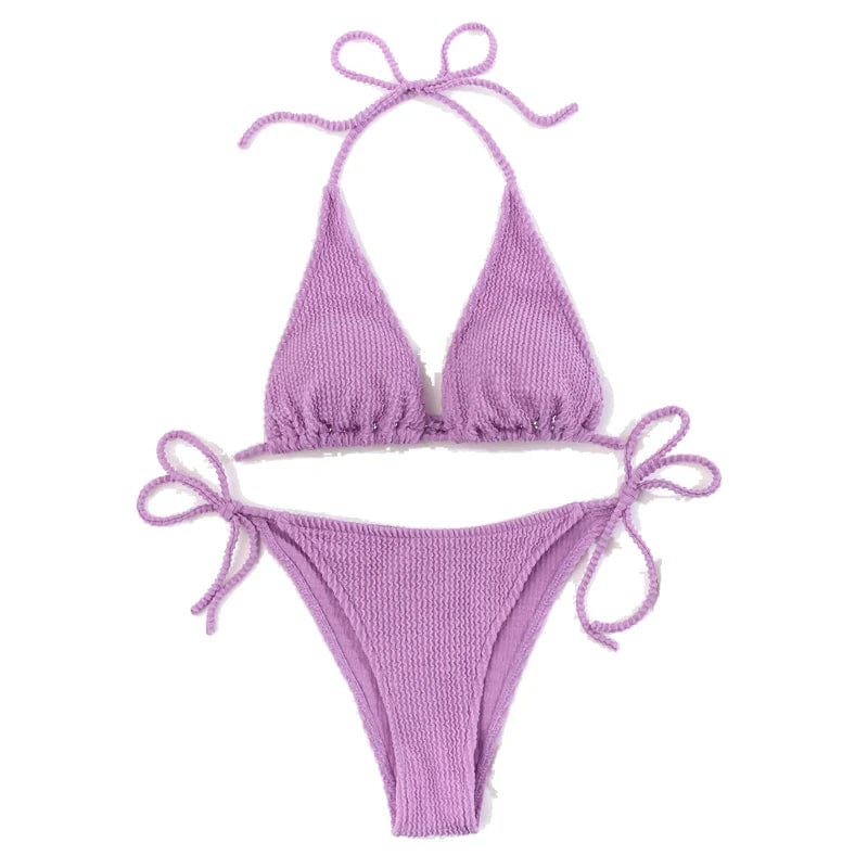 Bikini unicolor para mujer, traje de baño Sexy a la moda, conjunto de realce, traje de baño brasileño, ropa de playa para verano 2023