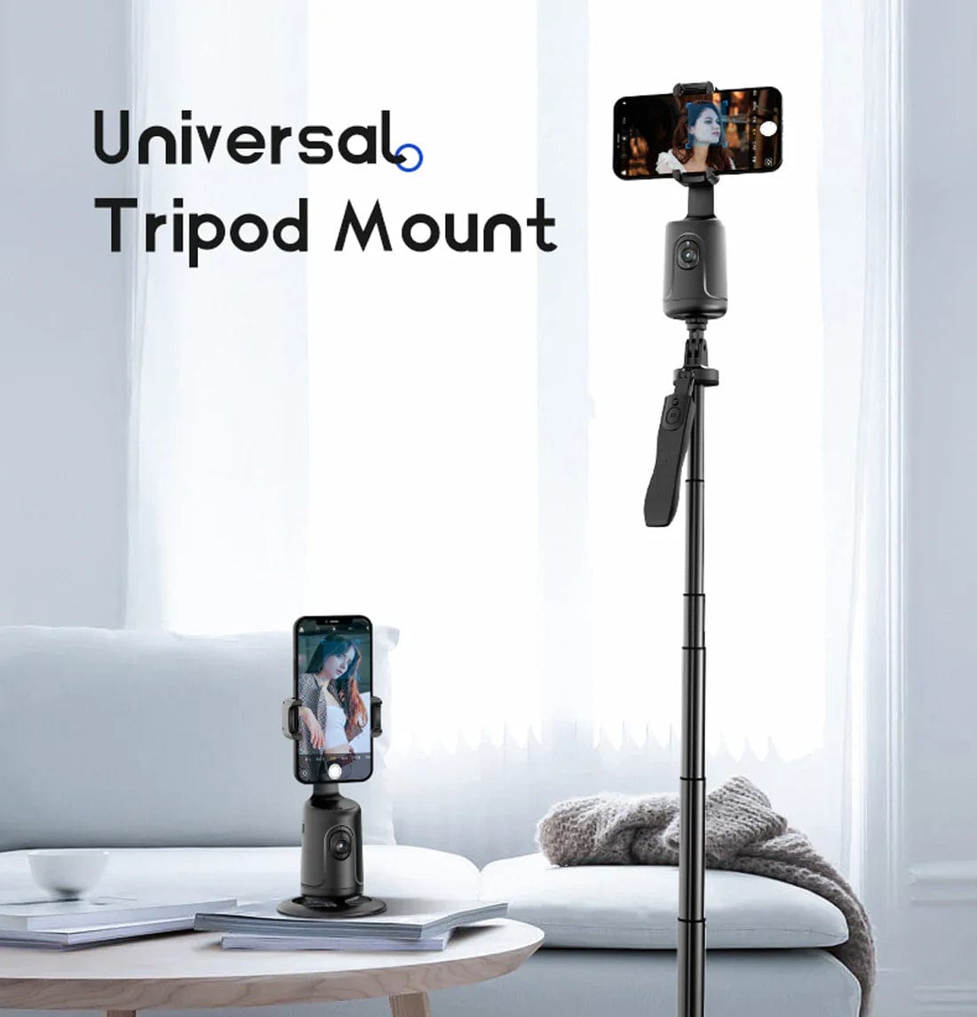 Auto Tracking Phone Holder, Auto Face Tracking 360° Rotation AI Follow-up Video Gimbal Stabilizer Tripod Robot..