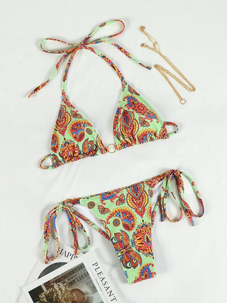 COOBBU-Bikini triangular sexi para mujer, traje de baño de cintura baja, Bikini con anillos sexis, ropa de playa, Bikinis brasileños