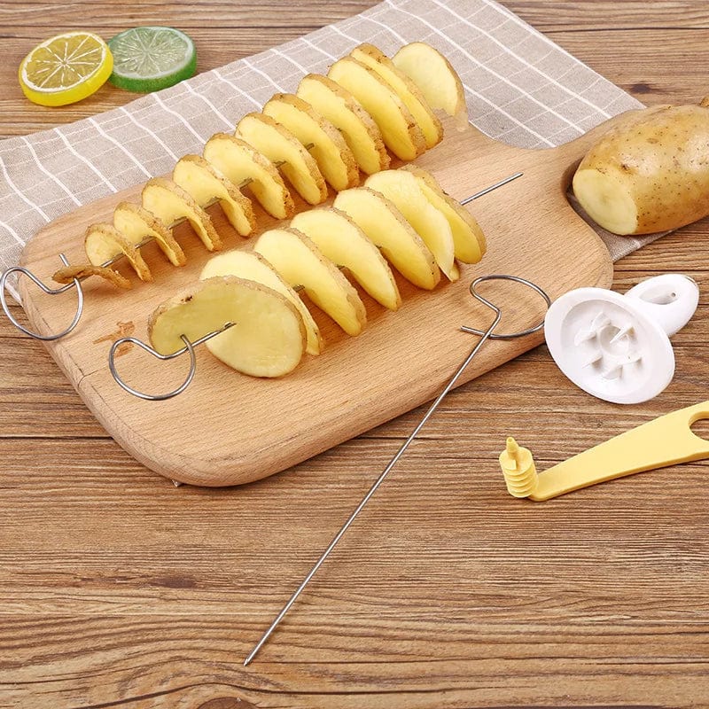 1Set Stainless Steel Plastic Rotate Potato Slicer Twisted Potato Spiral Slice Cutter Creative Vegetable Tool Kitchen Gadgets Xpress