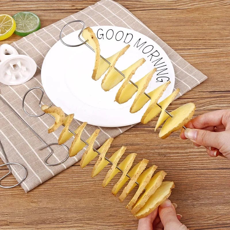 1Set Stainless Steel Plastic Rotate Potato Slicer Twisted Potato Spiral Slice Cutter Creative Vegetable Tool Kitchen Gadgets Xpress