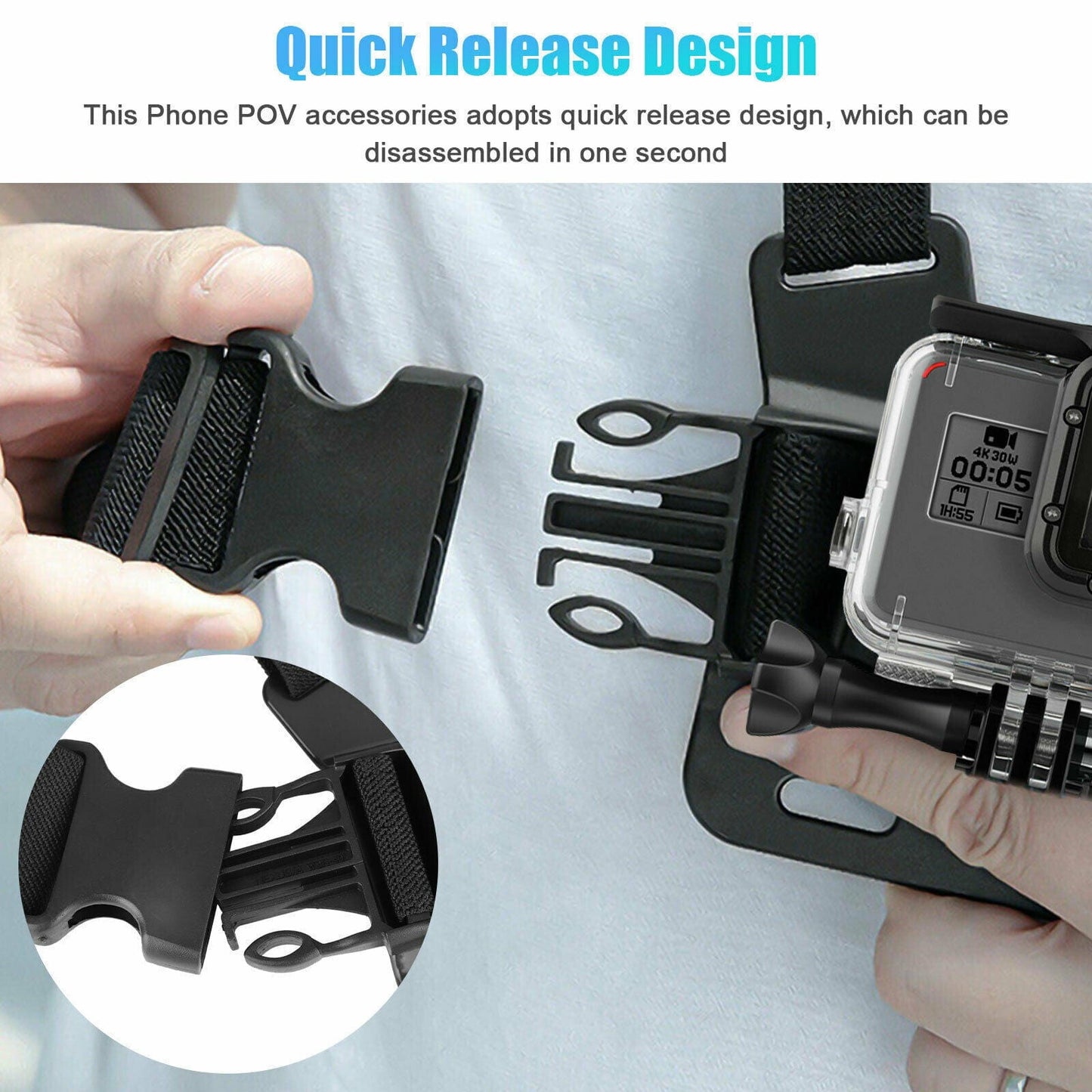 Chest Mount Harness Strap Phone Holder Clip POV For Gopro 10 9.