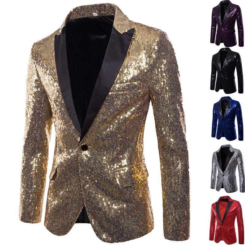 European And American Performance Dress Gold Sequined Suit