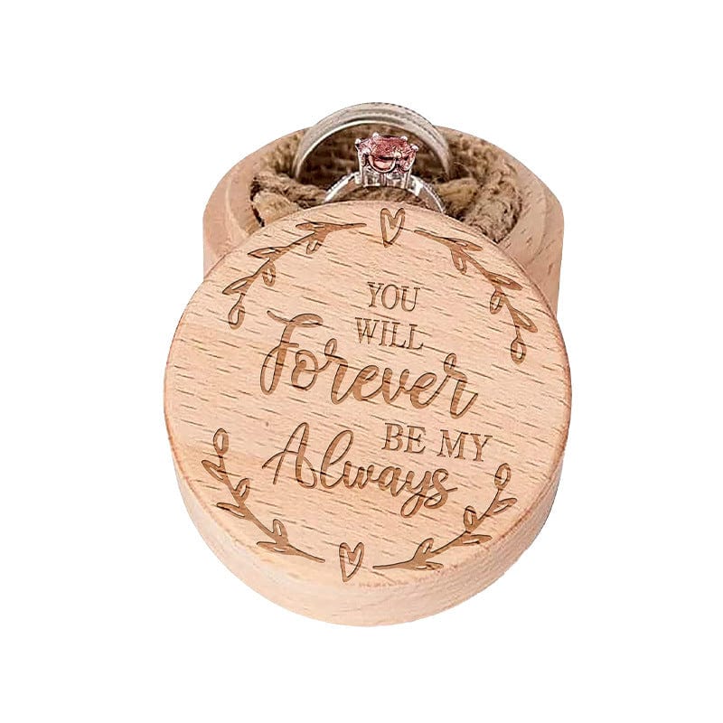 Wooden Circular Beech Ring Box With Creative Laser Engraving And Personalized Antique Packaging Box