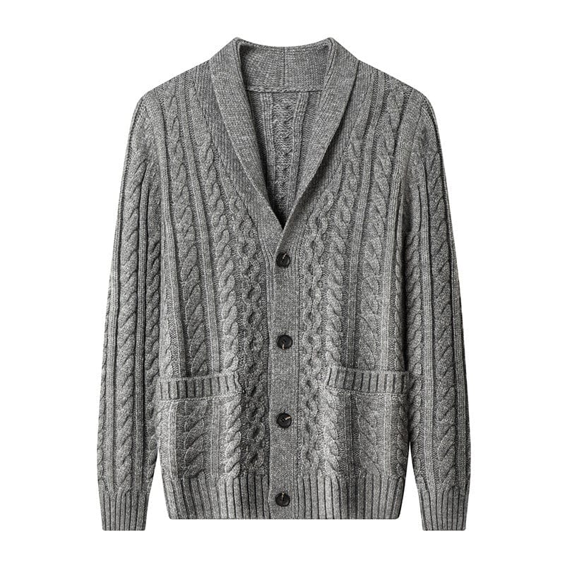 Knitted Cardigan Men's Thickened Jacquard Single-breasted