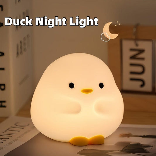 Lampe de nuit LED en forme de canard mignon, en Silicone, Rechargeable par USB, capteur tactile, minuterie, lampe de chevet pour chambre à coucher, cadeau pour enfant, décoration de la maison