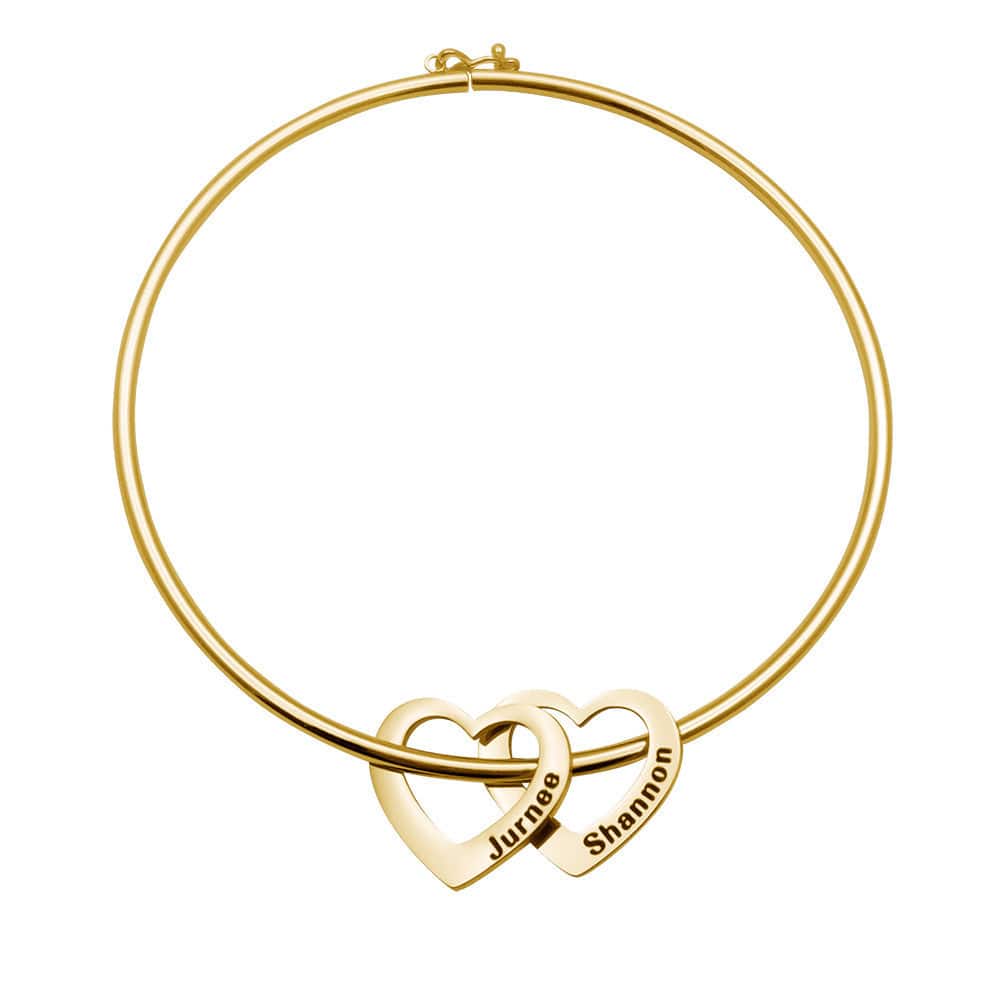 Pulsera de amor Corazón de melocotón Nombre Letras Pulsera de acero de titanio