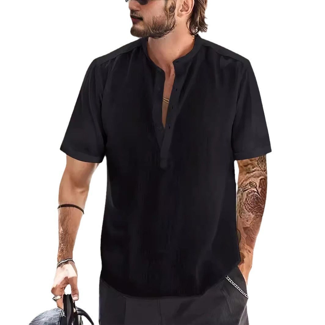 Men's Chest Pocket Solid Color Casual Fashion Short Sleeve T-shirt