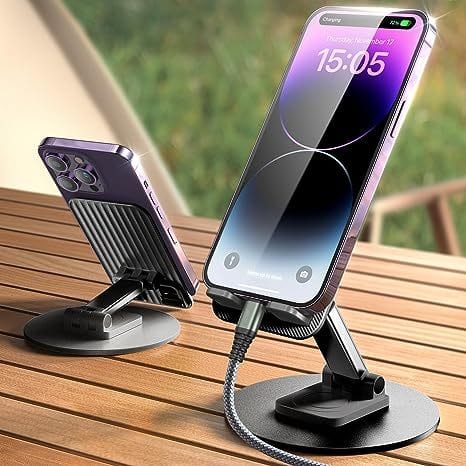 Foldable Cell Phone Stand, C4 Portable Aluminum Phone Holder, Adjustable Phone Dock Cradle Compatible With IPhone 14,13,12,11 Pro Max, Samsung Galaxy, Small Tablets And Other Phones.