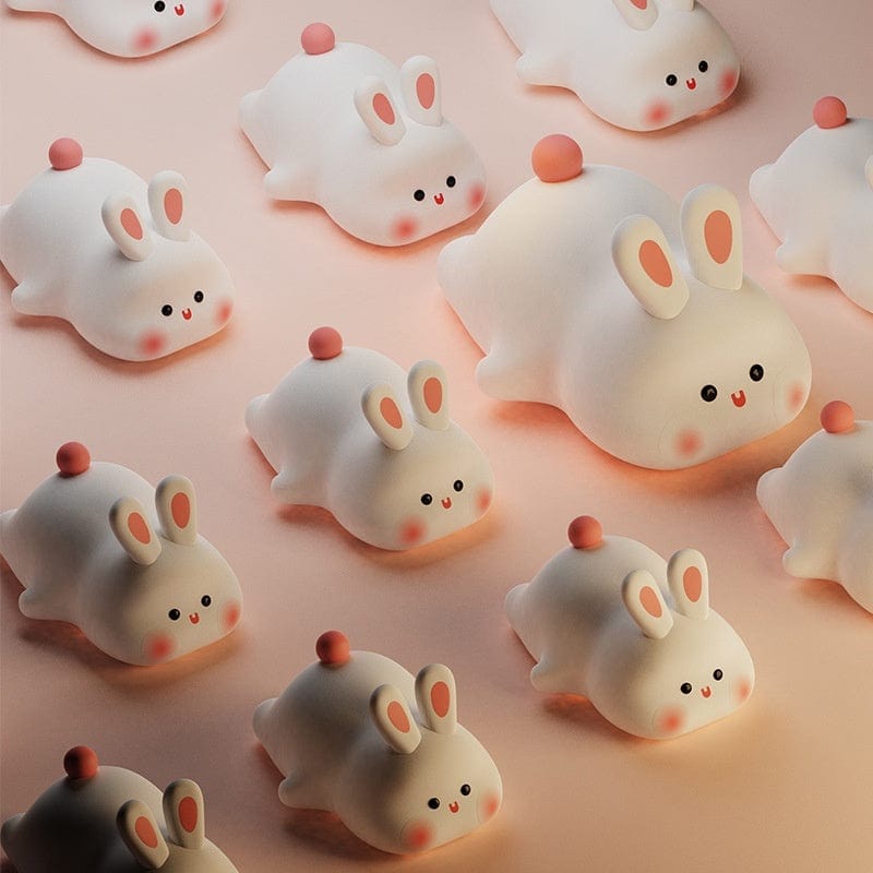 Mignon LED veilleuse capteur tactile dessin animé enfant veilleuses grand visage lapin Silicone veilleuse cadeau de noël lampe de chevet décor à la maison