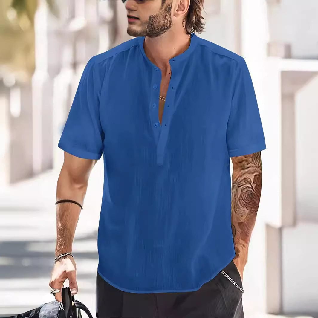 Camiseta de manga corta de moda casual de color sólido con bolsillo en el pecho para hombre