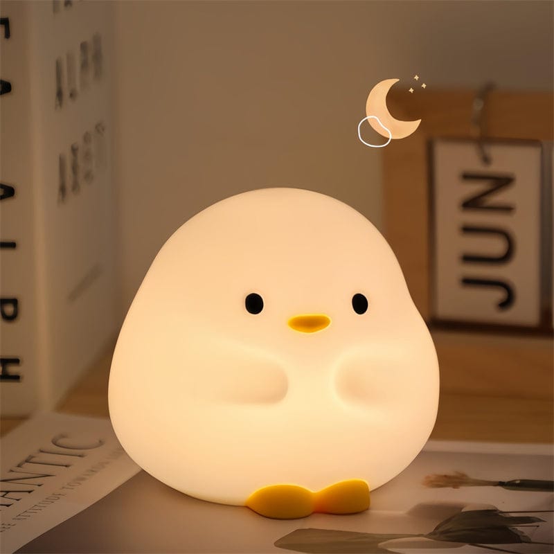 Lindo pato LED lámpara de noche de dibujos animados de silicona USB recargable luz para dormir Sensor táctil sincronización dormitorio lámpara de noche para regalo de niño decoración del hogar