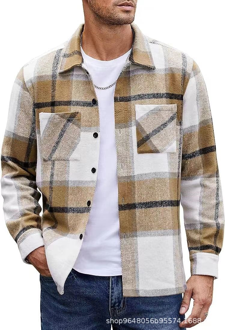 Manteau chemise rembourré thermique haut de gamme à carreaux pour hommes