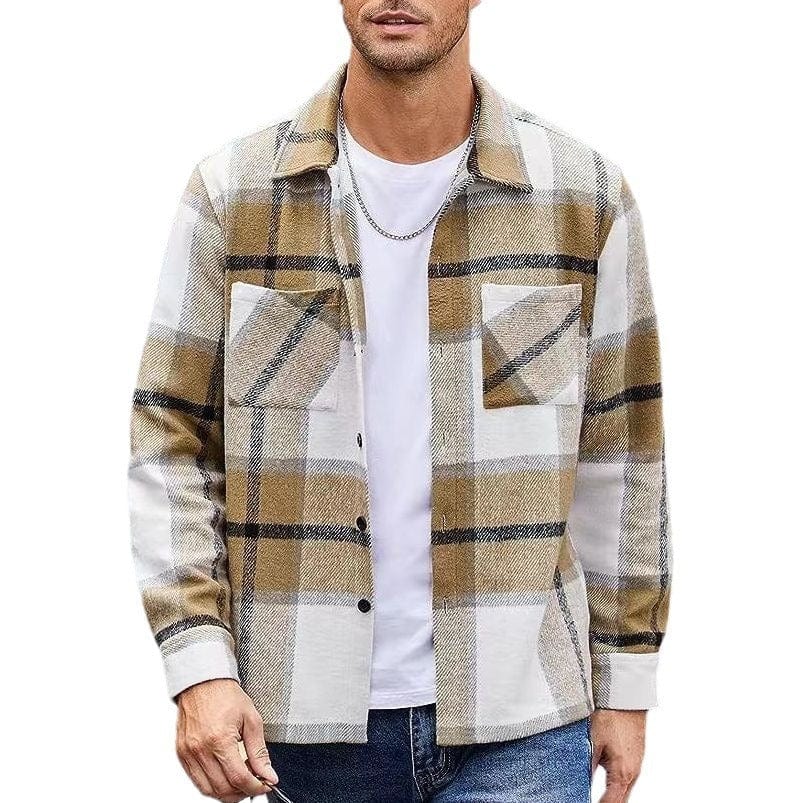 Manteau chemise rembourré thermique haut de gamme à carreaux pour hommes