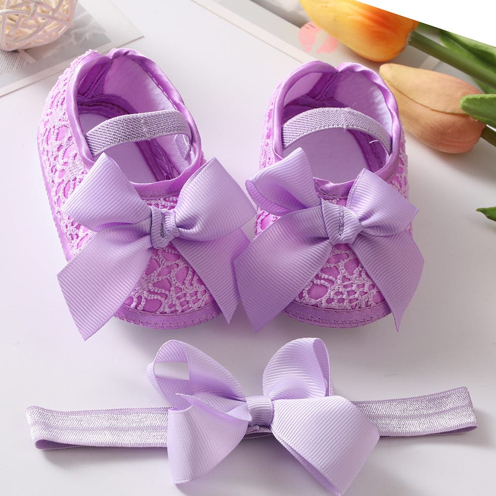 Baby Shoes Hair Band Set European And American Cute Bow Princess Shoes