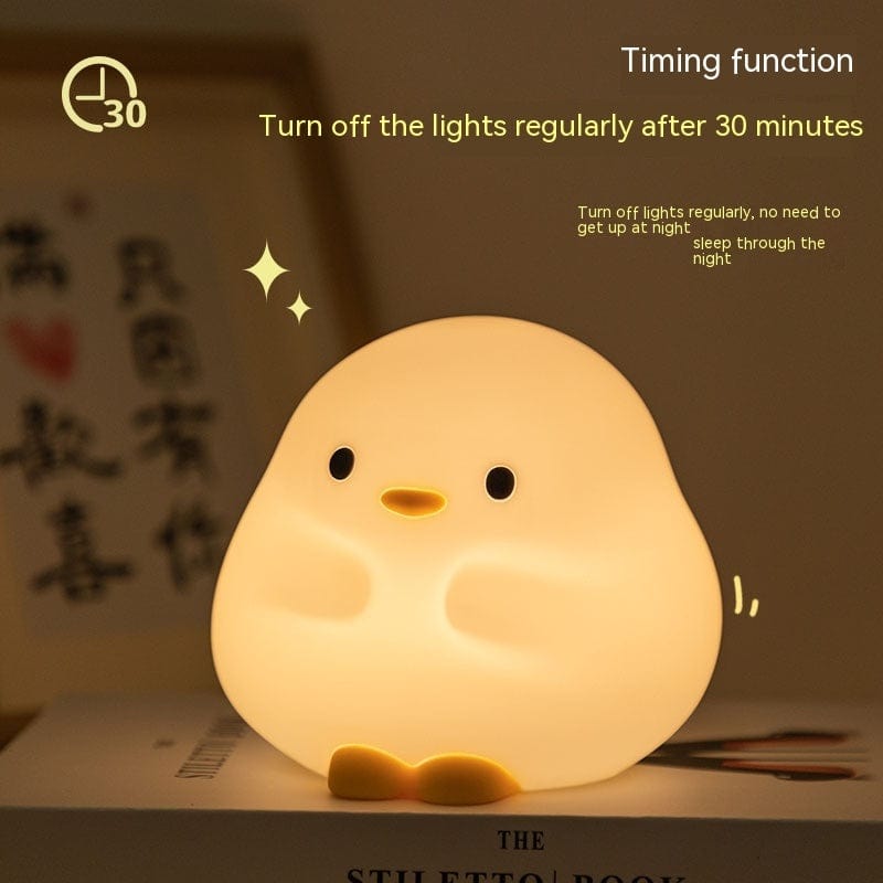 Lindo pato LED lámpara de noche de dibujos animados de silicona USB recargable luz para dormir Sensor táctil sincronización dormitorio lámpara de noche para regalo de niño decoración del hogar