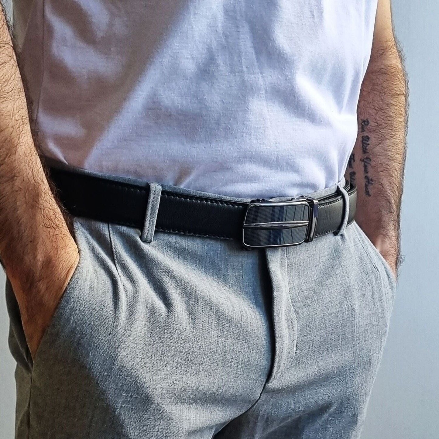 Ceinture à cliquet pour hommes ceinture en cuir pour hommes avec boucle coulissante ceintures à cliquet pour hommes USA