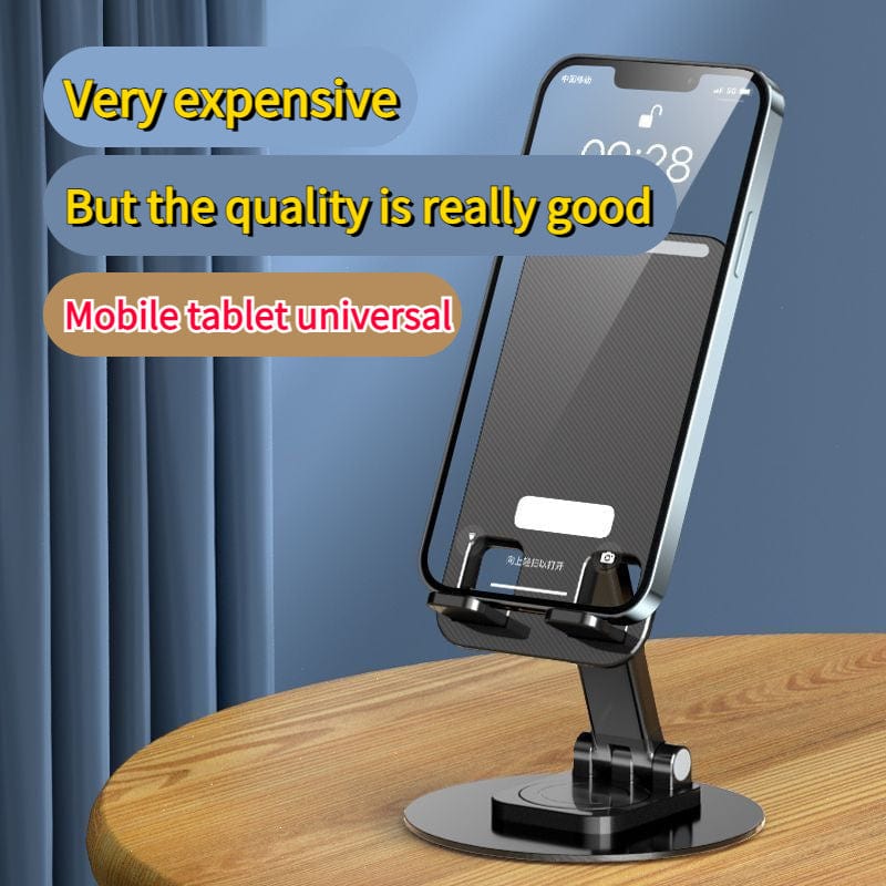 Foldable Phone Stand For Desk - Height Adjustable Cell Phone Holder Portable Cellphone Cradle Desktop Dock Metal Base 360 Degree Rotatable Compatible With Phone Tablet PC.