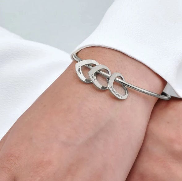 Pulsera de amor Corazón de melocotón Nombre Letras Pulsera de acero de titanio