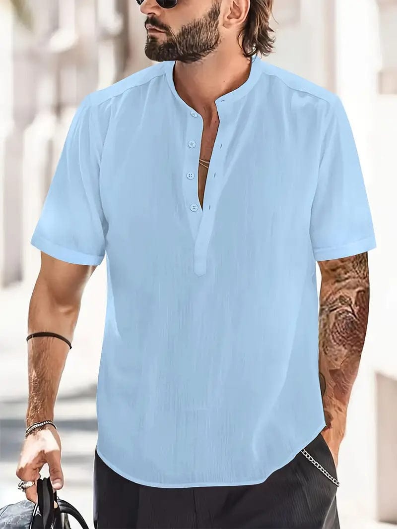 Camiseta de manga corta de moda casual de color sólido con bolsillo en el pecho para hombre