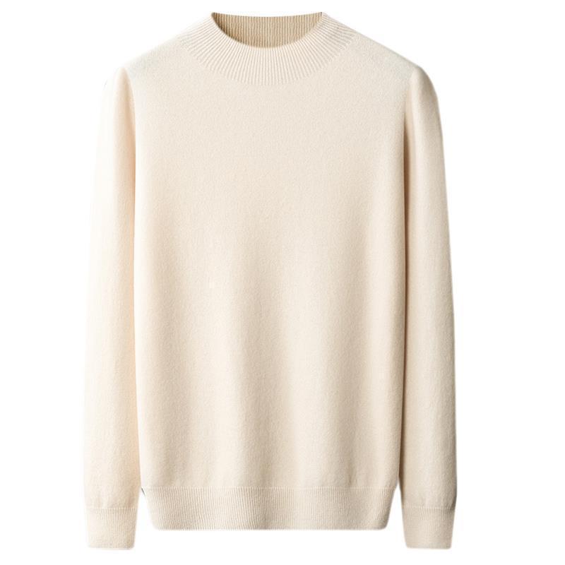 Half-collar Wool Sweater Men's Solid Color Knitted Sweater