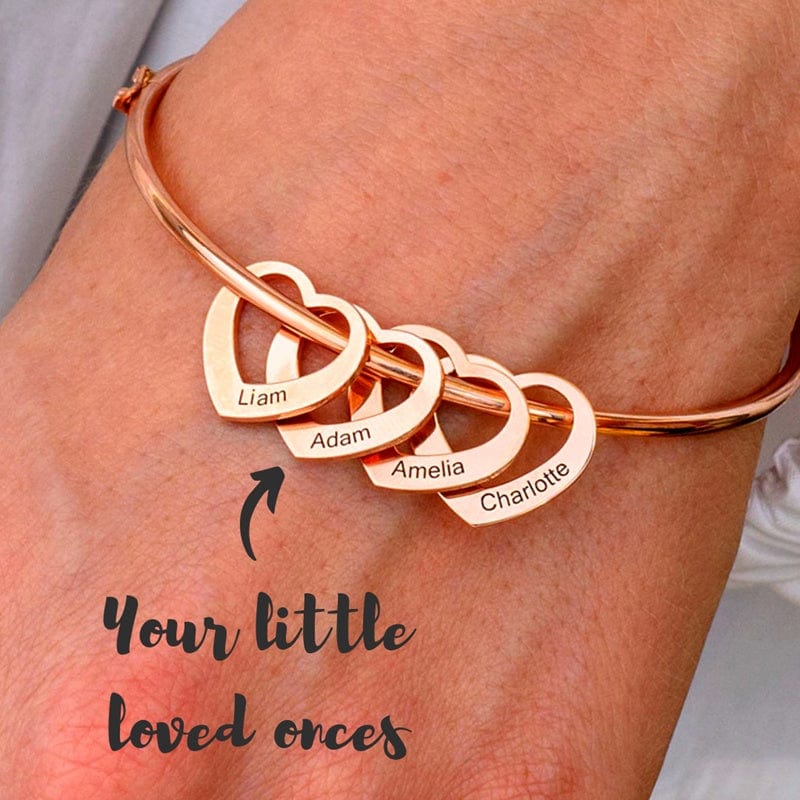 Pulsera de amor Corazón de melocotón Nombre Letras Pulsera de acero de titanio