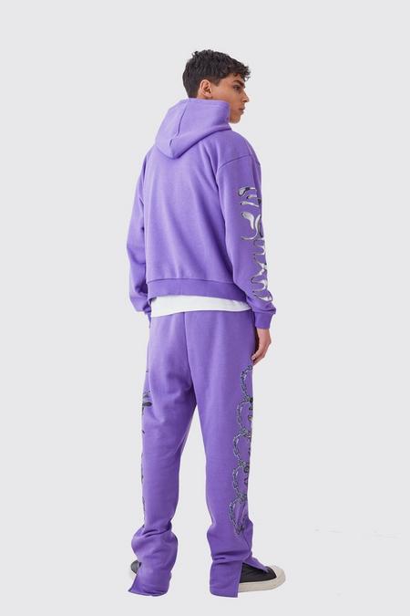 Oversized Boxy Chain Graphic Men's Hooded Tracksuit